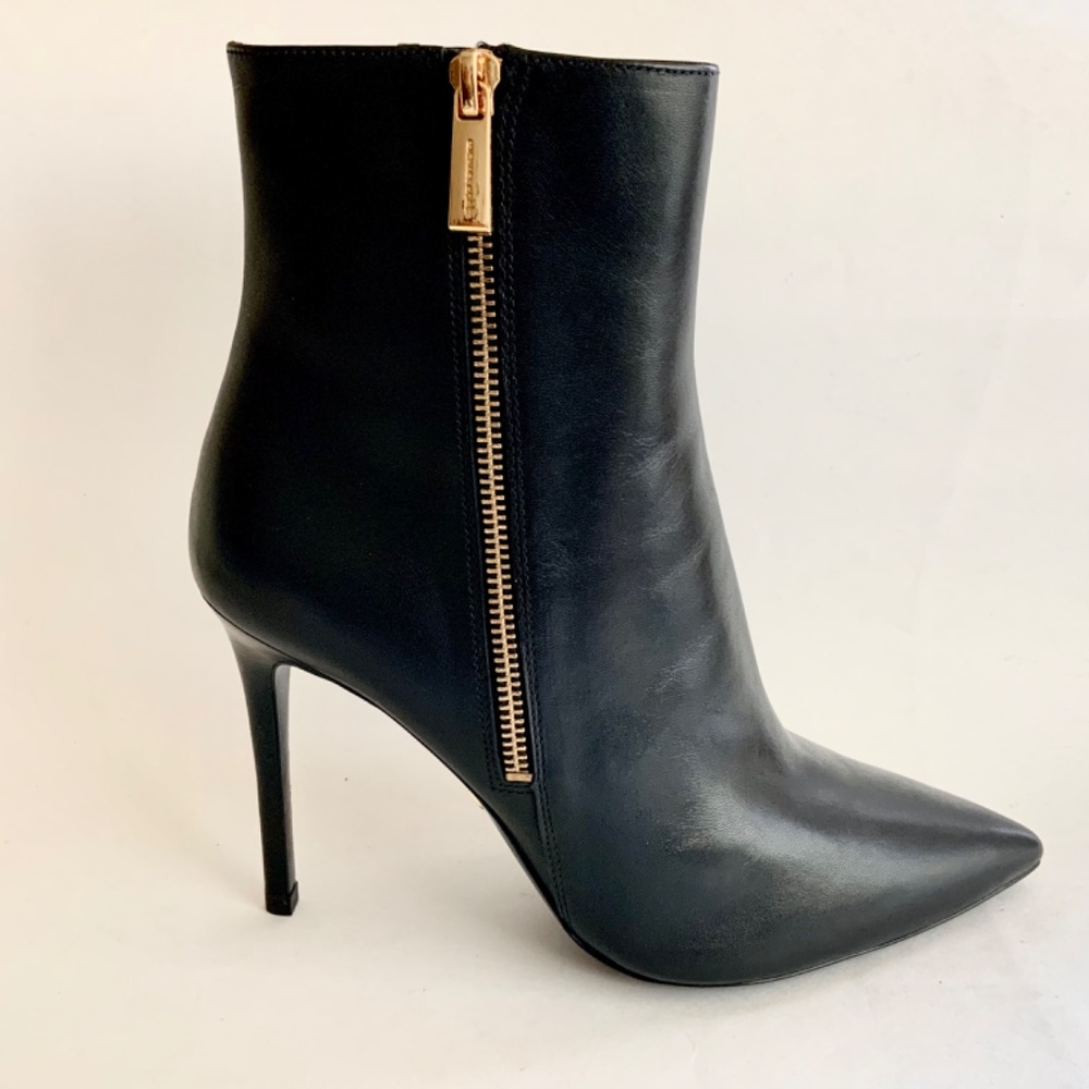 Michael Kors Keke Black Leather Ankle Boots Stiletto Heel Pointed Toe Bootie 9.5 - Picture 10 of 15